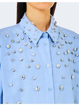 Camisa Liu Jo azul con piedras para mujer