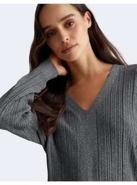 Jersey Liu Jo gris lúrex para mujer