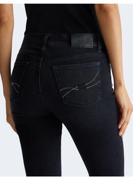 Jeans Liu Jo negro campana bolsillo strass mujer