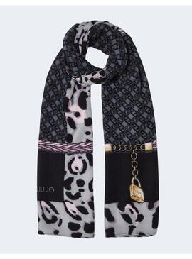 Pañuelo Liu jo negro estampado cadena para mujer