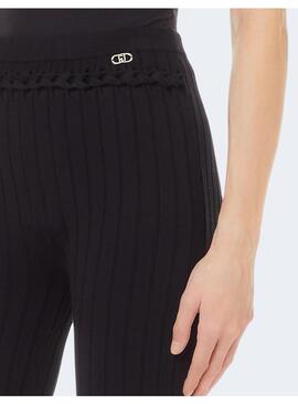 Pantalón Liu Jo negro punto trenzado para mujer