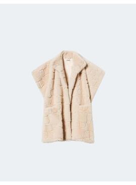 Poncho TwinSet Pelito Beige Para Mujer