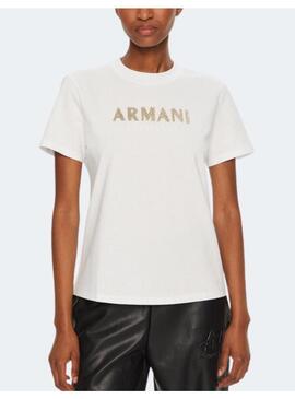 Camiseta AX Blanca Logo Strass Para Mujer