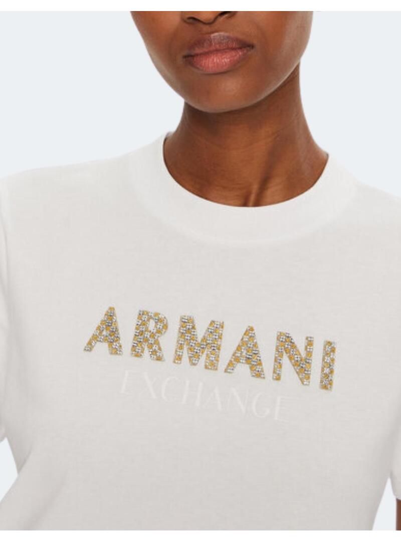 Camiseta AX Blanca Logo Strass Para Mujer