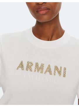 Camiseta AX Blanca Logo Strass Para Mujer