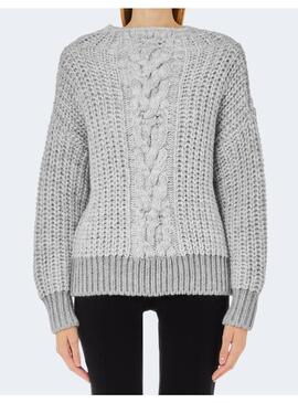 Jersey Liu Jo Gris Trenzado Lana Para Mujer