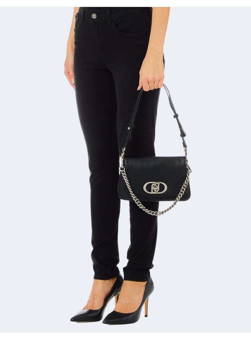 Bolso Liu Jo negro hombro logo plata mujer