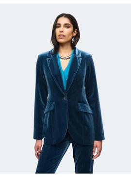 Blazer Joseph Ribkoff Terciopelo Azul Para Muujer