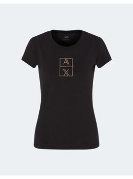 Camiseta AX Manga Corta Negra Dorado Para Mujer