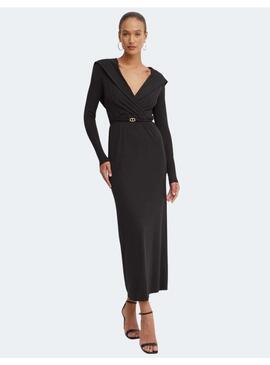 Vestido twin set negro maxisolapa para mujer