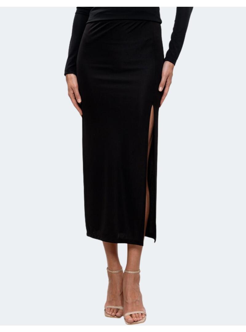 Falda midi twin set negra corte para mujer