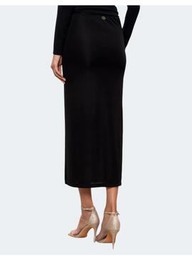 Falda midi twin set negra corte para mujer