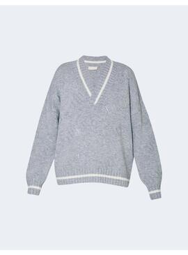 Jersey Liu Jo gris logotipo con strass para mujer