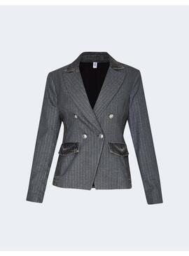 Blazer Liu Jo gris raya diplomatica con denim para mujer