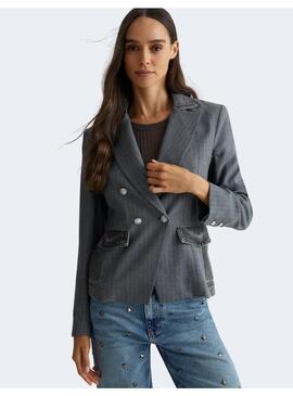 Blazer Liu Jo gris raya diplomatica con denim para mujer