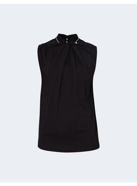 Camiseta Liu Jo negra escote pedreria para mujer