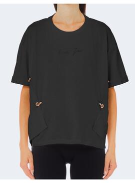 Camiseta Liu Jo negra logo bronze para mujer