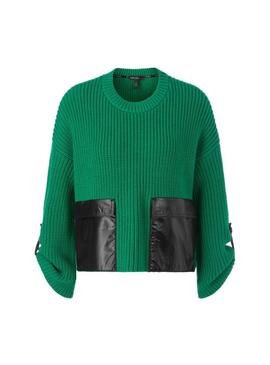 Jersey Marccain verde bolsillos nylon para mujer