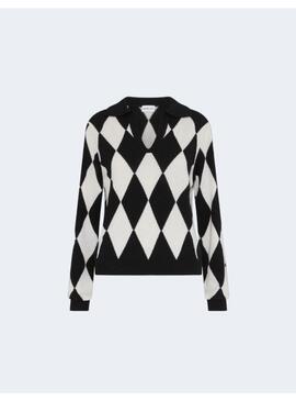 SUETER MARELLA ROMBOS BLANCO/NEGRO PARA MUJER