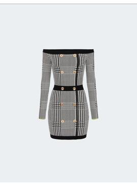 Vestido Blanco Negro Príncipe de Gales