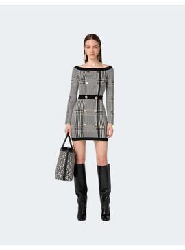 Vestido Blanco Negro Príncipe de Gales