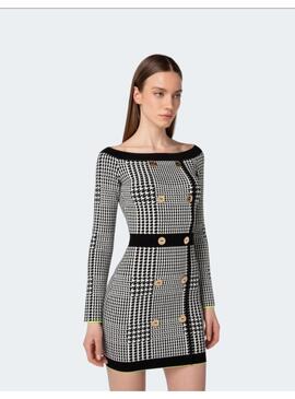 Vestido Blanco Negro Príncipe de Gales