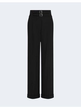 Pantalon Marella Aguzze negro con cinturones para mujer