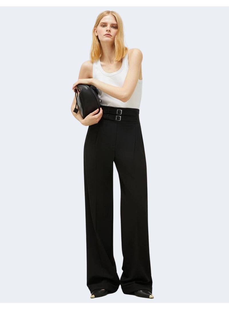 Pantalon Marella Aguzze negro con cinturones para mujer