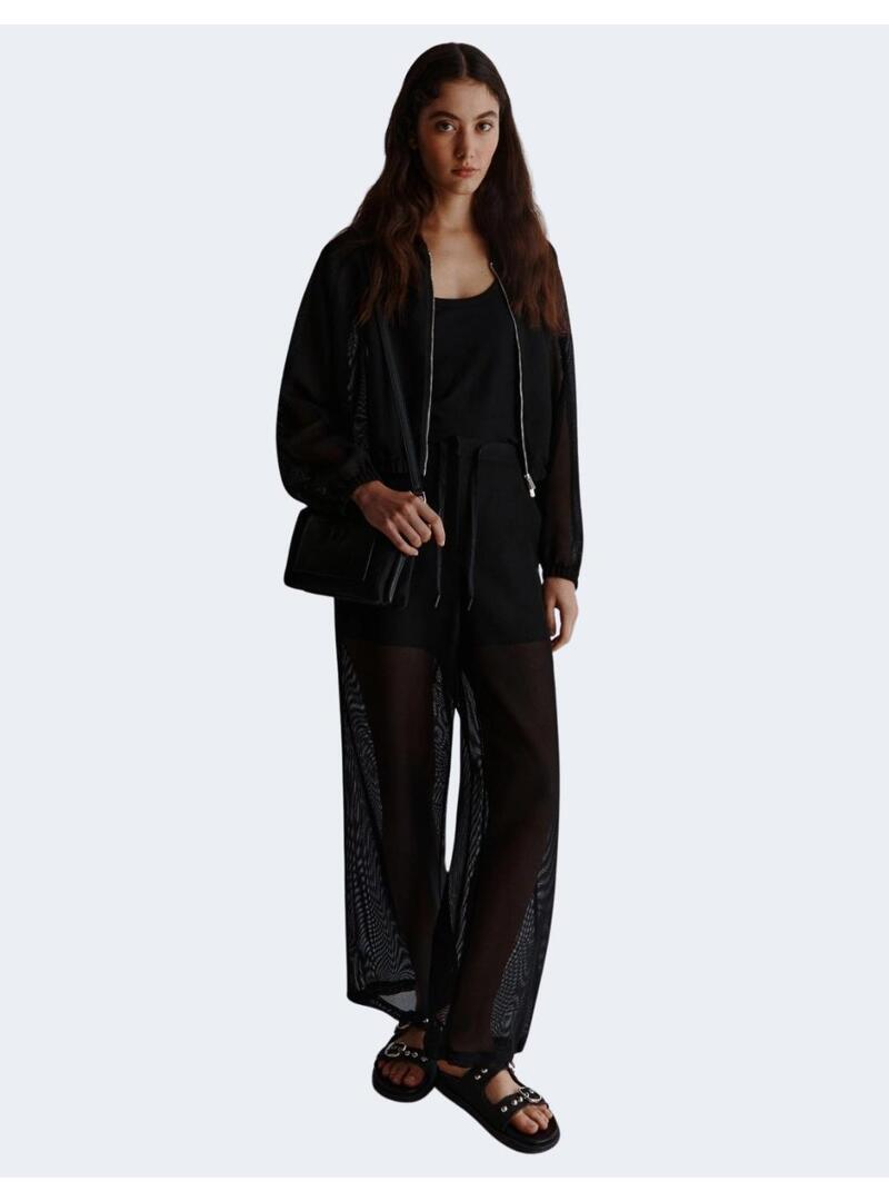 Pantalon Marella William negro transparente mujer