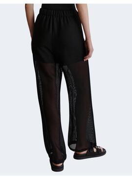 Pantalon Marella William negro transparente mujer