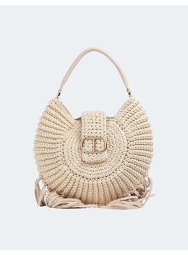 Bolso hobo twinset crochet beige para mujer