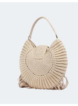 Bolso hobo twinset crochet beige para mujer