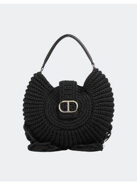 Bolso hobo twinset crochet negro para mujer