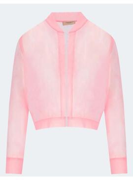 Bomber twinset transparente rosa para mujer