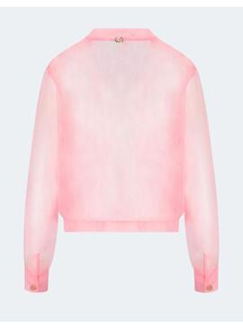 Bomber twinset transparente rosa para mujer