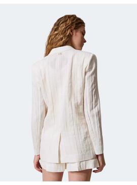 Blazer twinset raya blanca para mujer