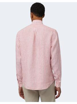 Camisa Regular Linen Big Lines Rosso