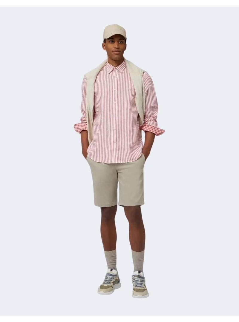 Camisa Regular Linen Big Lines Rosso