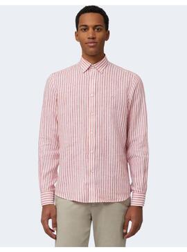 Camisa Regular Linen Big Lines Rosso