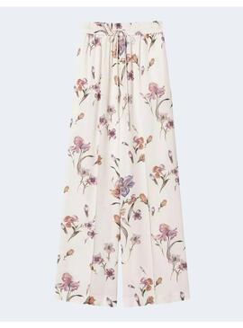 Pantalon twinset flores beige para mujer