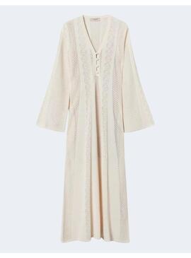 Vestido crochet beige twinset para mujer