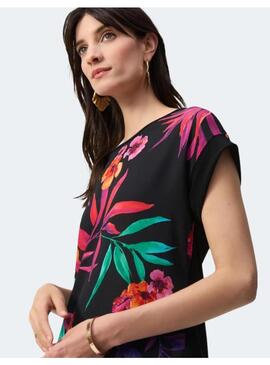 Camiseta joseph ribkoff negra flores para mujer